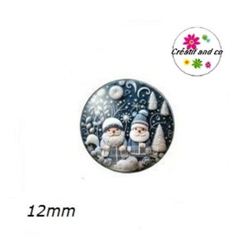 X2 cabochons thème de noël 12mm