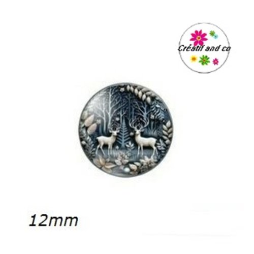 X2 cabochons thème de noël 12mm
