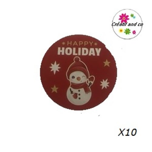 Lot de 10 étiquettes-stickers autocollantes bonhomme de neige