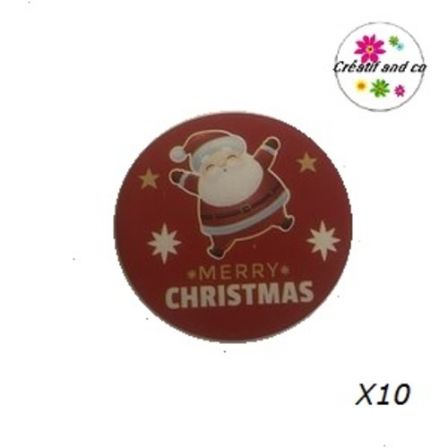 Lot de 10 étiquettes-stickers autocollantes père noël