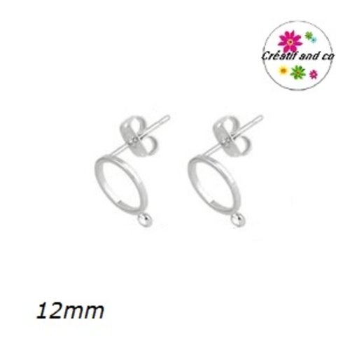 Puce oreille cercle creux acier inoxydable et anneau