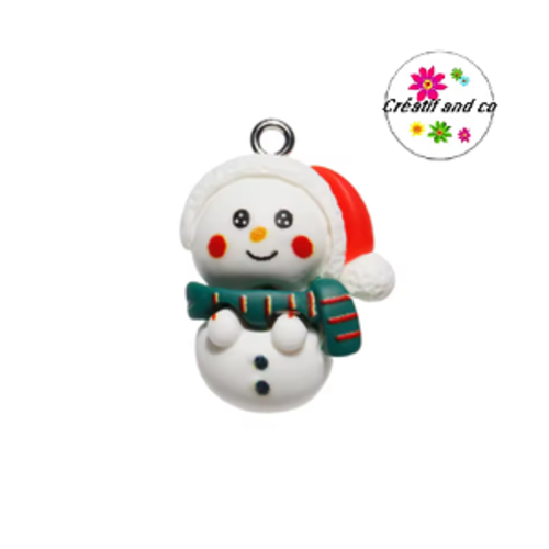 Breloque  bonhomme de neige vernis résine