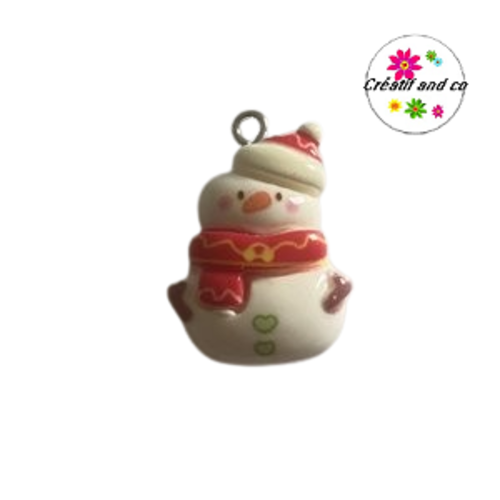 Breloque  bonhomme de neige vernis résine