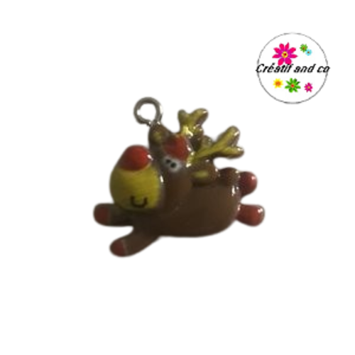 Breloque cerf de noël vernis résine