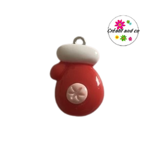 Breloque moufle de noël vernis résine