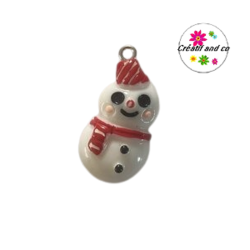 Breloque  bonhomme de neige vernis résine