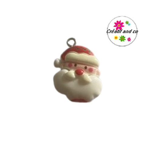 Breloque tête père noël vernis résine