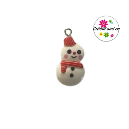 Breloque  bonhomme de neige vernis résine