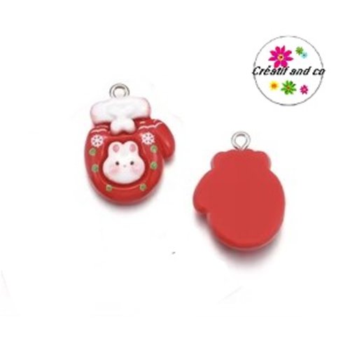 Breloque moufle de noël vernis résine