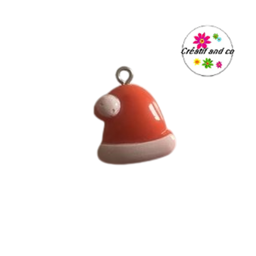 Breloque bonnet de noël vernis résine