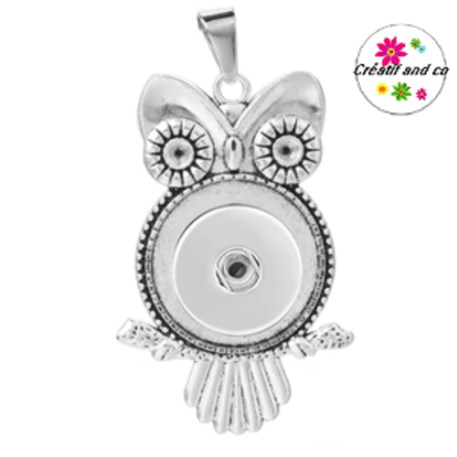 Grand pendentif hibou pour bouton pression