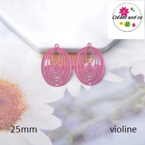 Breloque estampe ovale violine 25mm