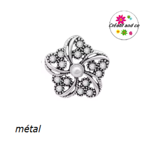 Bouton pression métal fleur et nacre
