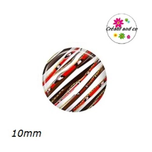 X2 cabochons rayés 10mm
