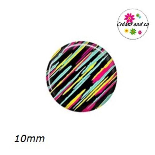X2 cabochons rayés 10mm