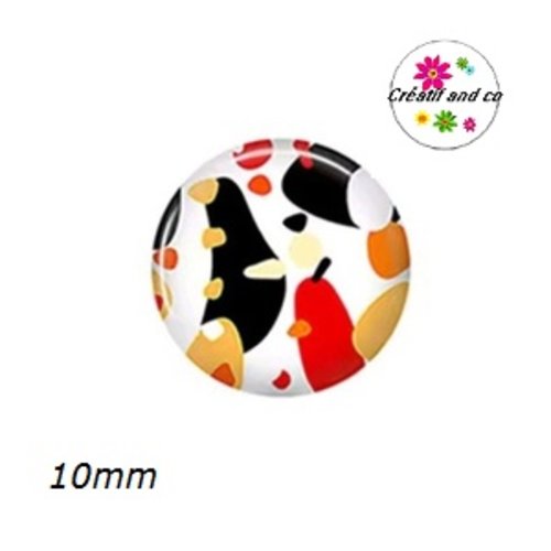 X2 cabochons à motif 10mm