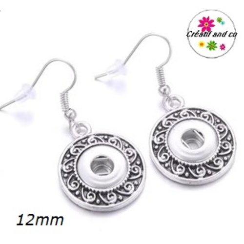 Boucle d'oreille pendante pression 12mm