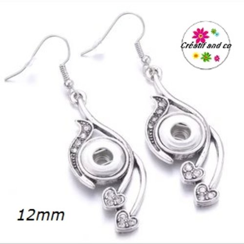 Boucle d'oreille pendante bouton pression 12mm