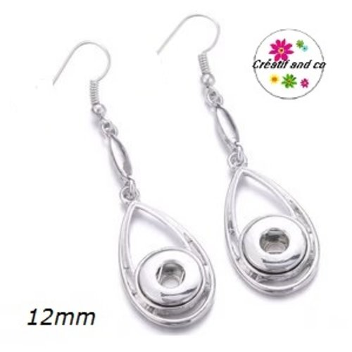 Boucle d'oreille pendante bouton pression 12mm