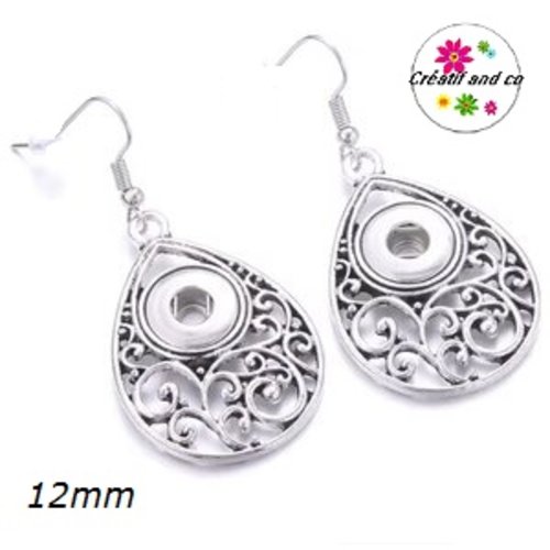 Boucle d'oreille pendante bouton pression 12mm