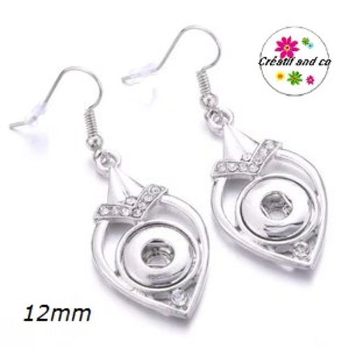 Boucle d'oreille pendante bouton pression 12mm