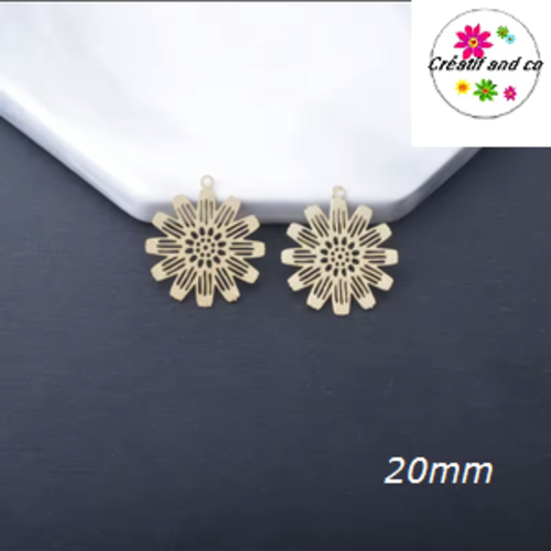 Breloque estampe fleur dorée 20mm