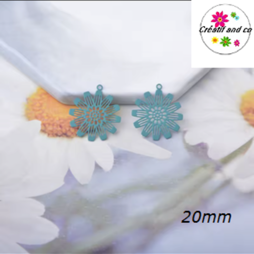 Breloque estampe fleur verte 20mm