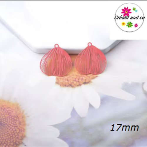 Breloque estampe feuille rouge 17mm