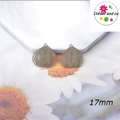 Breloque estampe feuille marron 17mm