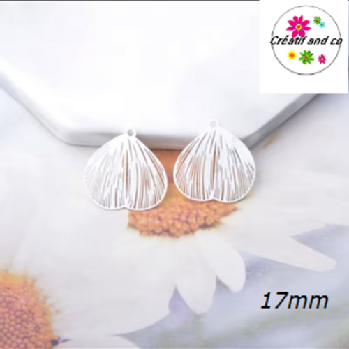 Breloque estampe feuille blanche 17mm