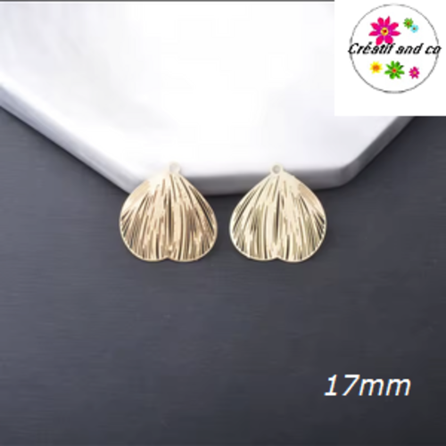 Breloque estampe feuille dorée 17mm