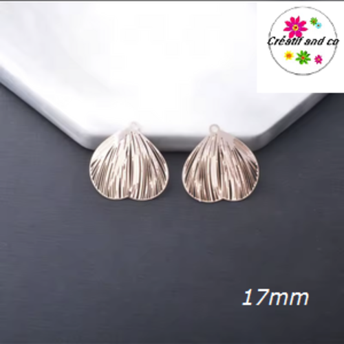 Breloque estampe feuille rose gold 17mm