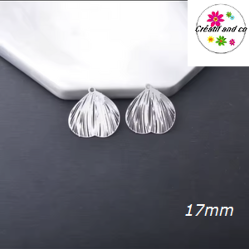 Breloque estampe feuille argent 17mm