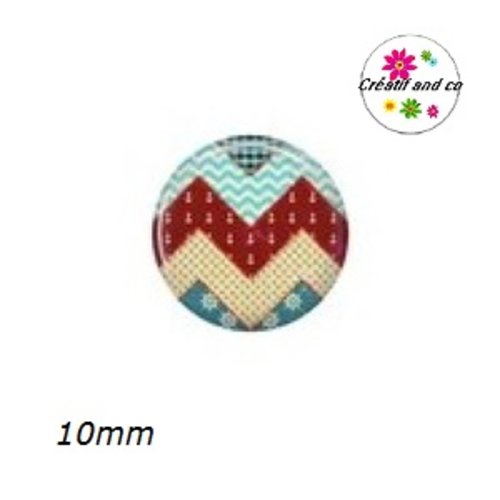 X2 cabochons à motif 10mm