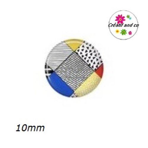 X2 cabochons à motif 10mm