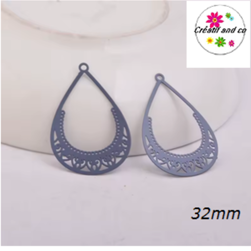 Breloque estampe pendante bleu nuit 32mm