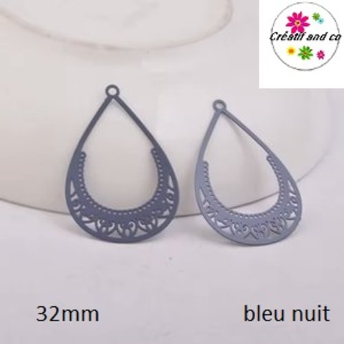 Breloque estampe pendante bleu nuit 32mm