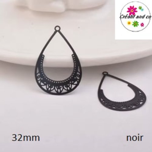 Breloque estampe pendante noire 32mm