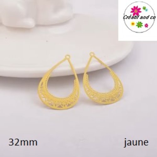 Breloque estampe pendante jaune 32mm