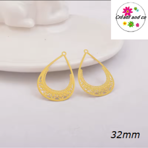 Breloque estampe pendante jaune 32mm
