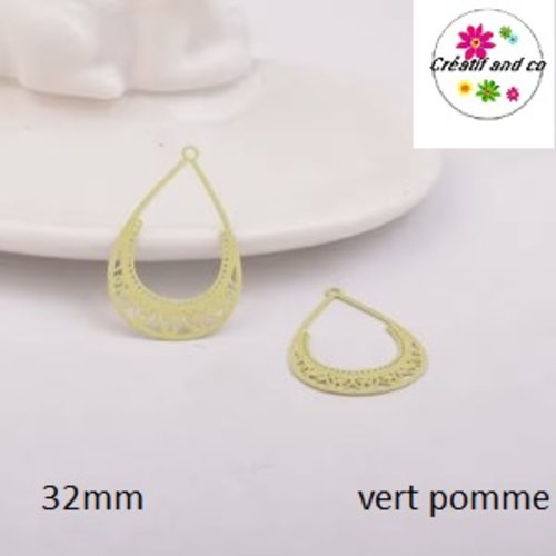 Breloque estampe pendante vert pomme 32mm
