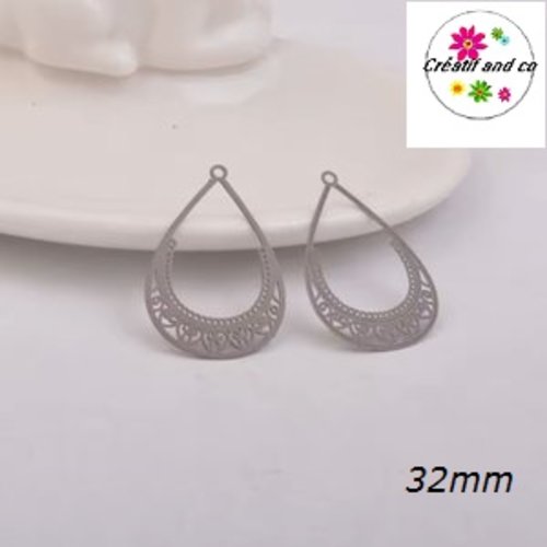 Breloque estampe pendante marron 32mm