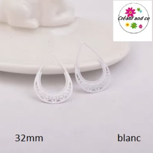 Breloque estampe pendante blanche 32mm