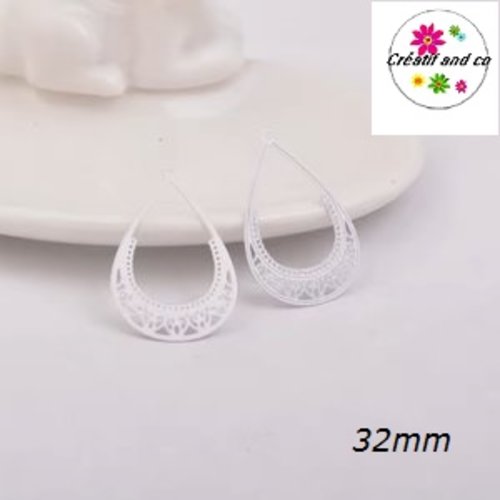 Breloque estampe pendante blanche 32mm