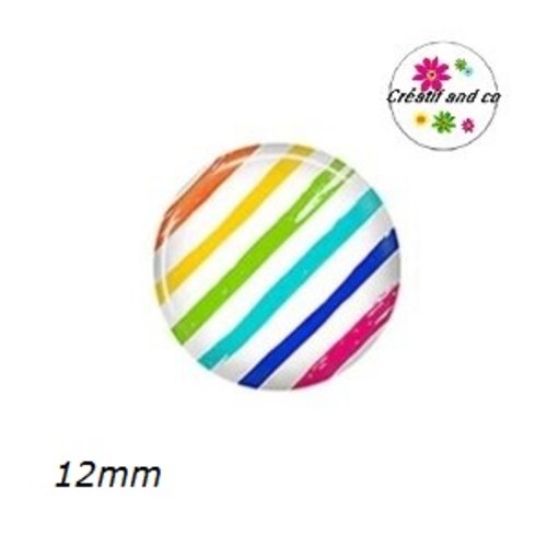 X2 cabochons rayés 12mm