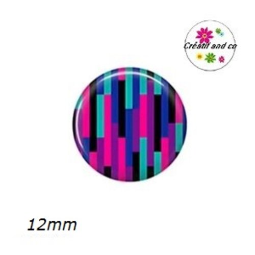X2 cabochons rayés 12mm