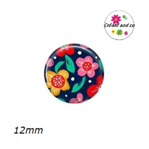 X2 cabochons fleuris 12mm