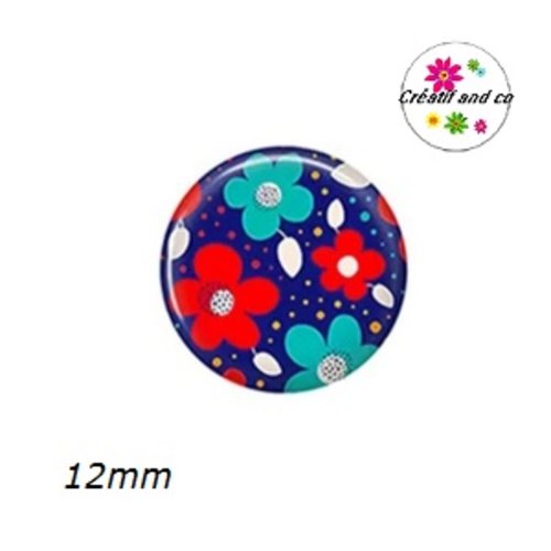 X2 cabochons fleuris 12mm