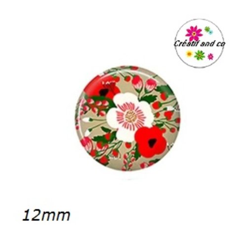 X2 cabochons fleuris 12mm