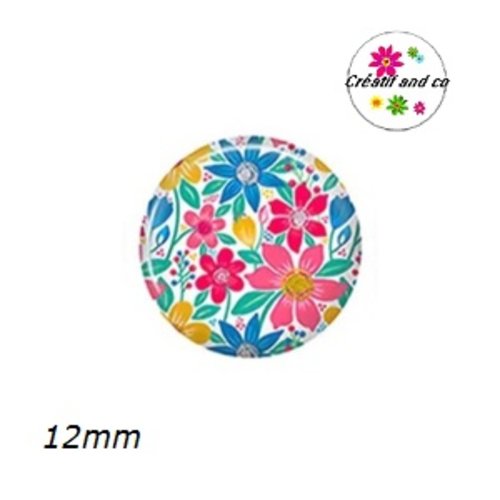 X2 cabochons fleuris 12mm